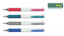 Ручка кулькова BUROMAX 8216 синя   чорна   червона  3 в 1 (12 шт. в упаковці)