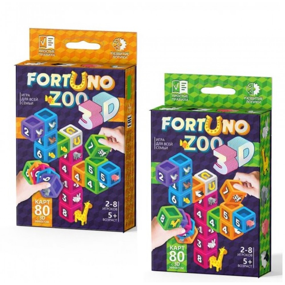 Гра настільна карткова  Fortuno ZOO 3D  укр (1/32) Данко Тойс