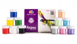 Фарба акрилова  12 кольорів ТМ ГАММА  400505  Творчість  6+6 матова та перламутрова 10мл /12