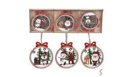 Фігурка-підвіска новорічна  Wooden  6шт/уп 6см R33808