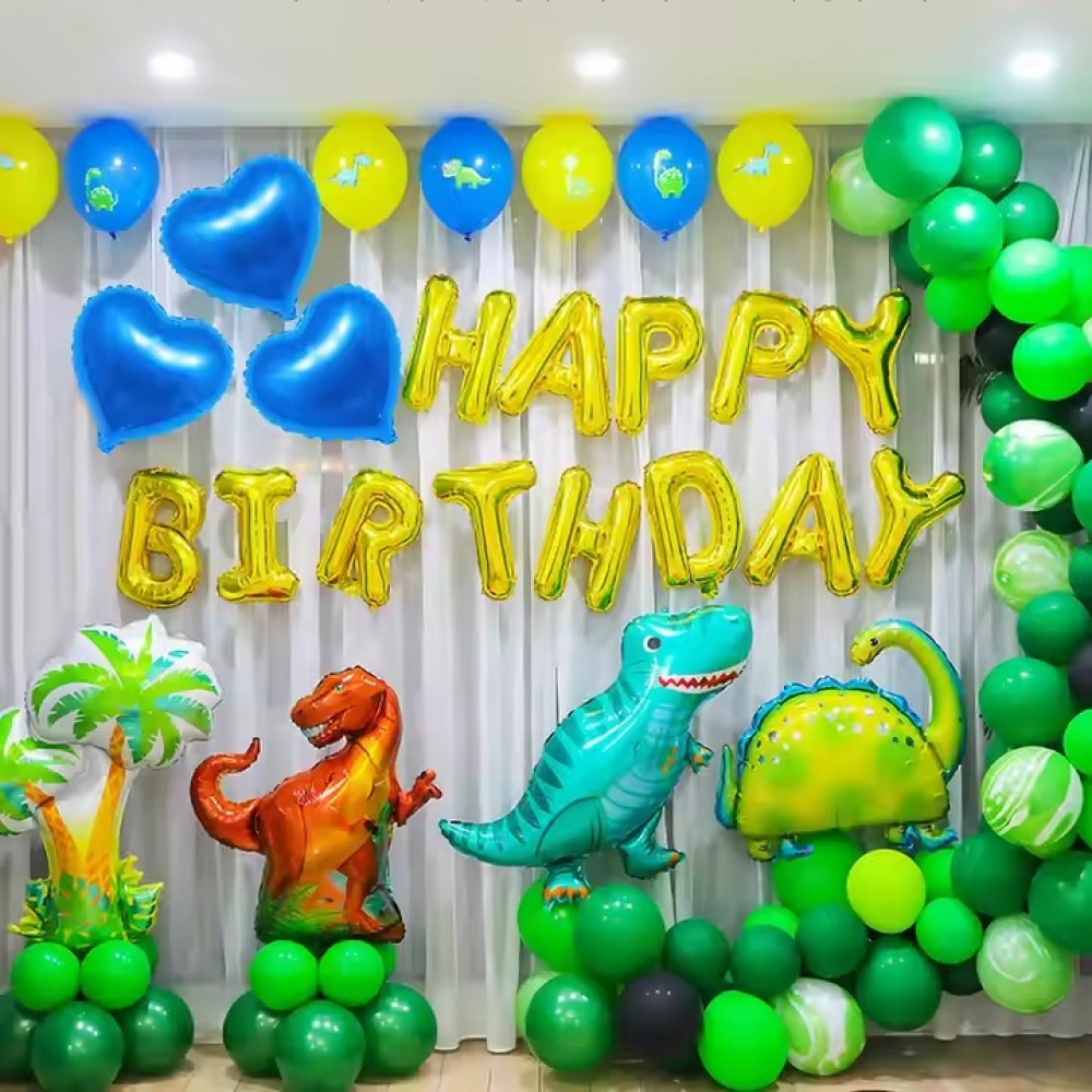 Фотозона з повітряних кульок Happy Birthday- Динозаври 40см