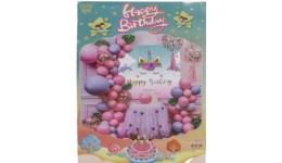 Фотозона з повітряних кульок Happy Birthday-Единоріг-постер (45 елементів)