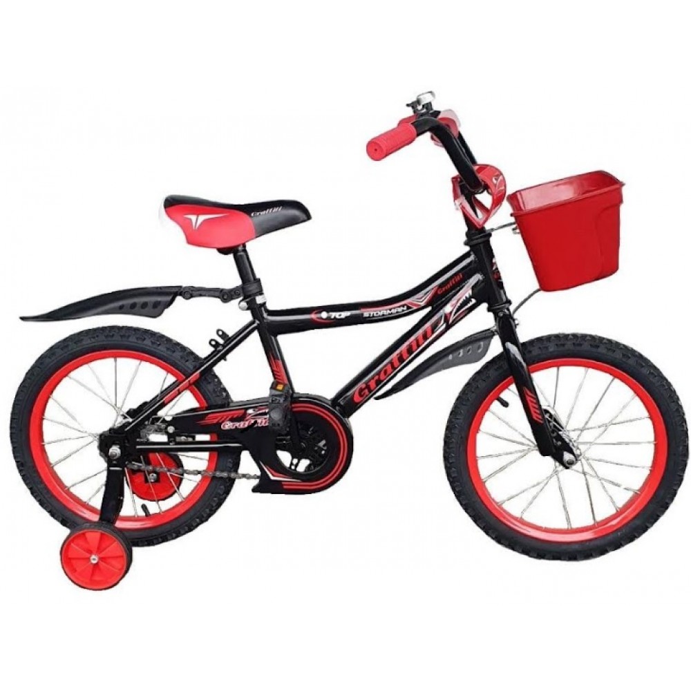 Велосипед 2-х колісний 16 спортивний Graffiti+Кошик №70  чорно червоний