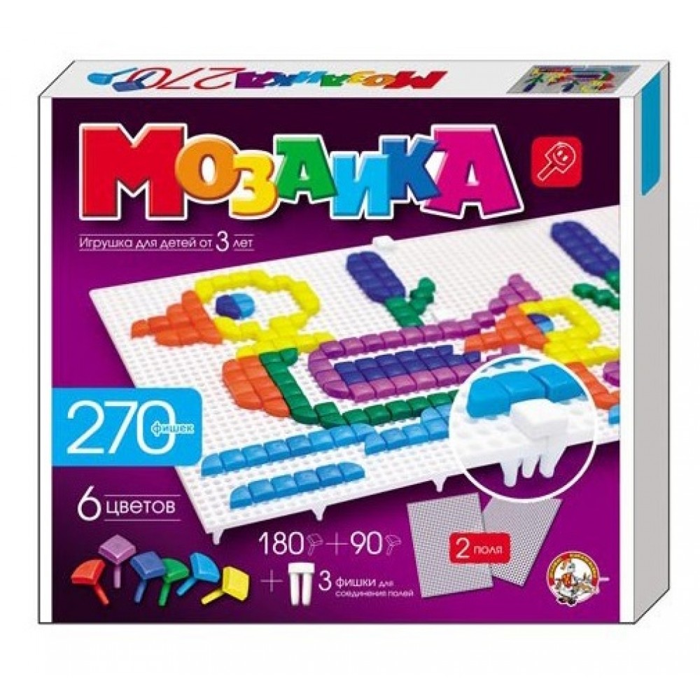 Мозаїка-гвоздик 270 А 270 елементів  6 кольорів  в коробці 18*24*4 см